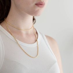 Photo of worn Rope Necklace Yellow Gold Lace 90cm x 2.70mm Yellow Gold