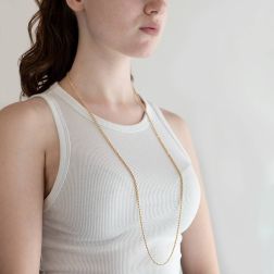 Photo of worn Rope Necklace Yellow Gold Lace 90cm x 2.70mm Yellow Gold