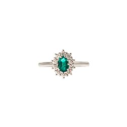 Anello Kate Smeraldo 6x4mm e 10 Diamanti