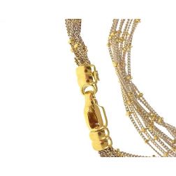 Collana a più fili oro bianco e giallo 50 cm