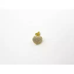 Heart shaped earrings in yellow gold with zircons