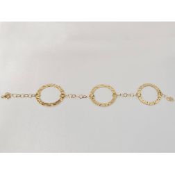 Hammered Circles and Shiny Chain Bracelet in Yellow Gold