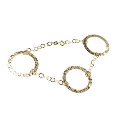 Hammered Circles and Shiny Chain Bracelet in Yellow Gold