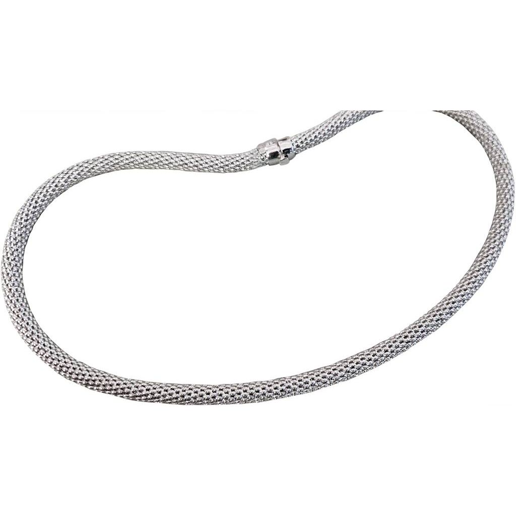 Semi-rigid Necklace 43cm Korean Mesh in White Gold