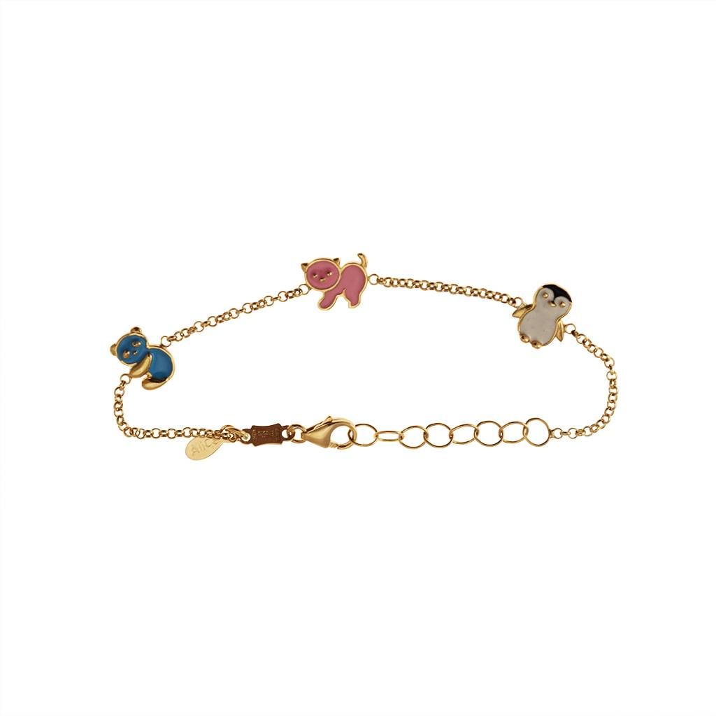 Bracciale Baby con Animali smaltati in Oro Giallo