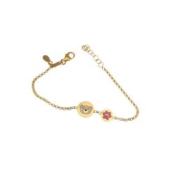 Baby Bracelet with Bear Medals in Yellow Gold