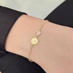 Bracciale Baby con medagliette Orsetto in Oro Giallo foto indossata