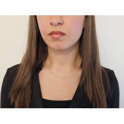 Photo of worn 40cm Infinity Link Necklace with Yellow Gold Striped Thread
