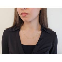 Photo of worn 45cm Infinity Necklace with Full Thread in Yellow Gold
