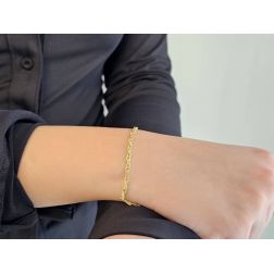 Photo of worn Yellow Gold Striped Infinity Wire Chain Bracelet