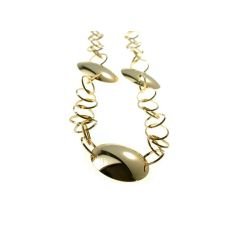 Collana Laccio 93cm catena a Cerchi con piastre Lucide e Satinate