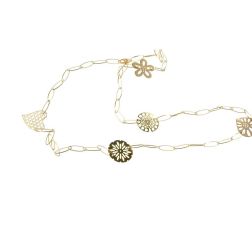 Laccio Necklace 91cm Navette Chain with Hearts and Flowers Pendants