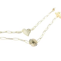 Laccio Necklace 91cm Navette Chain with Hearts and Flowers Pendants