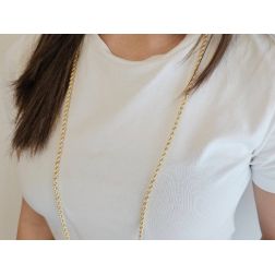 Photo of worn Rope Necklace Yellow Gold Lace 90cm x 3.80mm
