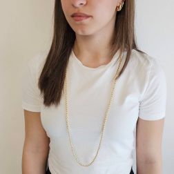 Collana Laccio Corda 90cm x 3.80mm Oro Giallo foto indossata