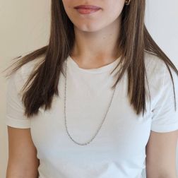 Photo of worn 70cm Rope Necklace Infinity Alternating in White Gold