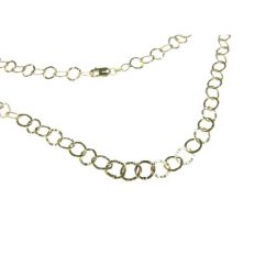 Laccio Necklace 89cm Chain Brilliant and Hammered in Yellow Gold