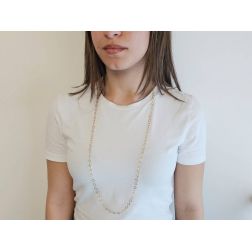 Photo of worn Laccio Necklace 89cm Chain Brilliant and Hammered in Yellow Gold