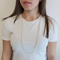 Collana Laccio Corda 80cm x 3.30mm Oro Giallo foto indossata