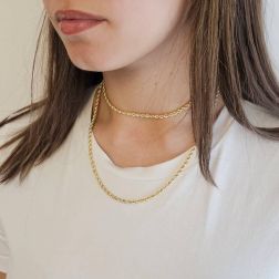 Collana Laccio Corda 80cm x 3.30mm Oro Giallo foto indossata