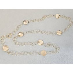 Collana Laccio 93cm catena a Cerchi con piastre Lucide e Satinate