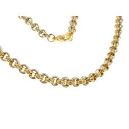 Laccio Necklace 70cm Rolò Double Rings in Yellow and White Gold