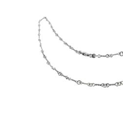 70cm Lace Necklace Alternating Braid with Eyelets in White Gold