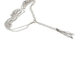 111cm Double Rolo Chain with Tufts in White Gold