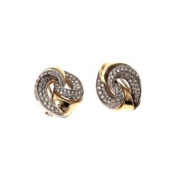 Braided Earrings with 152 Diamonds in Yellow and White Gold