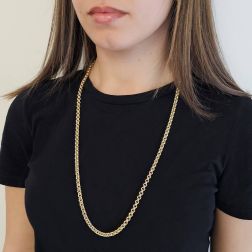 Photo of worn Laccio Necklace 70cm Rolò Double Rings in Yellow and White Gold