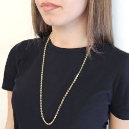 Collana Laccio 70cm catena Triangoli Filo torto Oro Giallo foto indossata