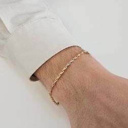 Bracciale Catena a molla in Oro Giallo e Bianco foto indossata