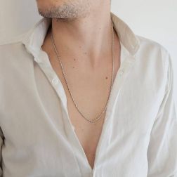 Collana 62cm Catena a molla in Oro Bianco foto indossata