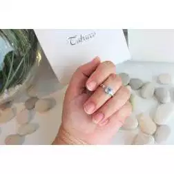 Solitaire Ring Aquamarine Photo of worn