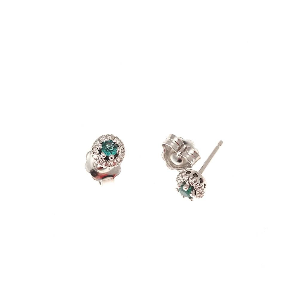 Point of Light Earrings with Emeralds and 24 Diamonds