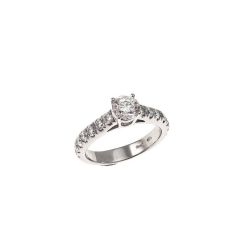 Solitario "Bridge" Diamante GIA da 0.70ct Contorno Sgriffato Platino