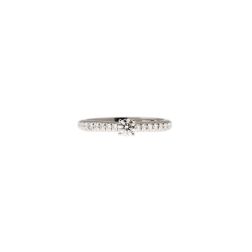 Solitario "Bridge" Diamante GIA da 0.19ct Contorno Griffato Platino
