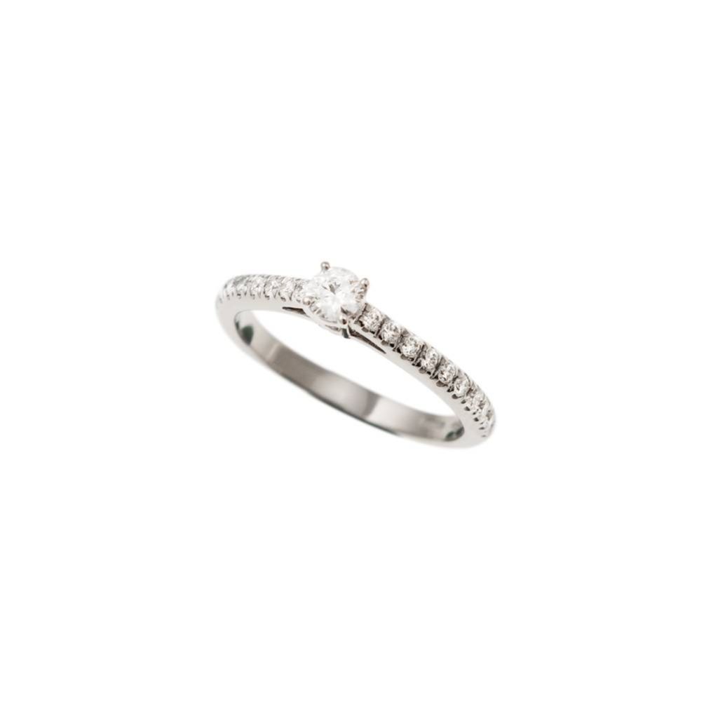 Solitario "Bridge" Diamante GIA da 0.19ct Contorno Griffato Platino