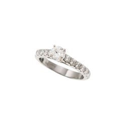 Solitario "Bridge" Diamante GIA da 0.53ct Contorno Griffato Platino