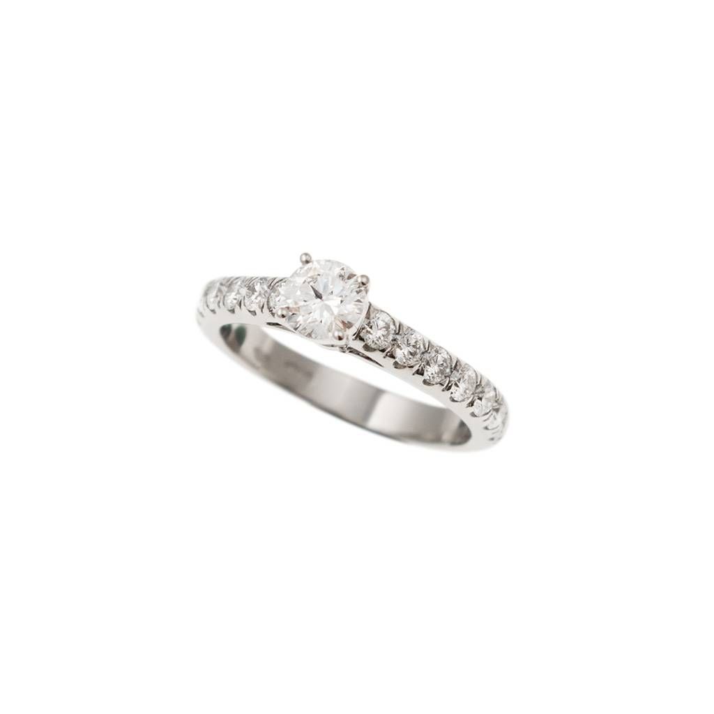 Solitario "Bridge" Diamante GIA da 0.53ct Contorno Griffato Platino