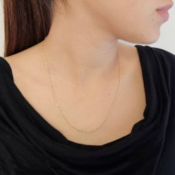 Collana 50cm 3+1 da 1.80mm in Oro Giallo 18kt foto indossata