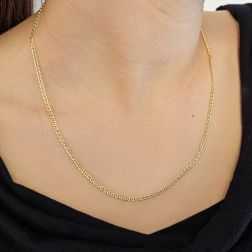 Photo of worn 50cm "Traversino" Chain Necklace 2.50mm x 0.90mm yellow gold