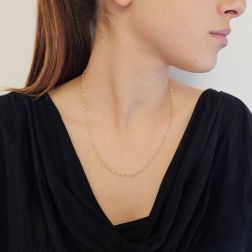 Photo of worn 50cm Necklace 2.20mm chain 1+1 18kt yellow gold