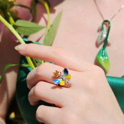 Photo of worn Ring Blue and Yellow Butterfly