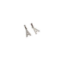 Initial Letter "A" Pendant with Diamonds in 18kt White Gold