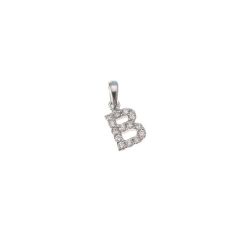 Initial Letter "B" Pendant with Diamonds in 18kt White Gold