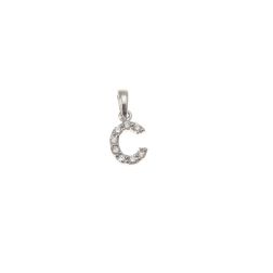 Ciondolo Lettera Iniziale "C" con Diamanti in Oro Bianco 18kt