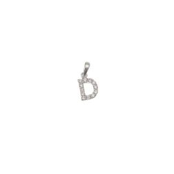 Ciondolo Lettera Iniziale "D" con Diamanti in Oro Bianco 18kt