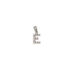 Ciondolo Lettera Iniziale "E" con Diamanti in Oro Bianco 18kt