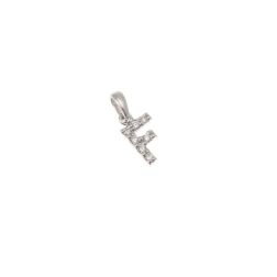 Initial Letter "F" Pendant with Diamonds in 18kt White Gold
